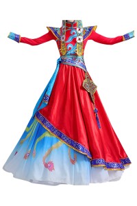 Order Mongolian costume female custom-made Inner Mongolian dance performance costumes opening dance minority costumes winter and spring folk dance costumes SKDO012 side view